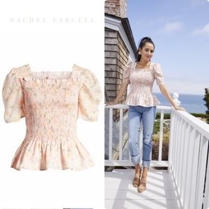 Rachel Parcell Floral Smocked Peplum Top